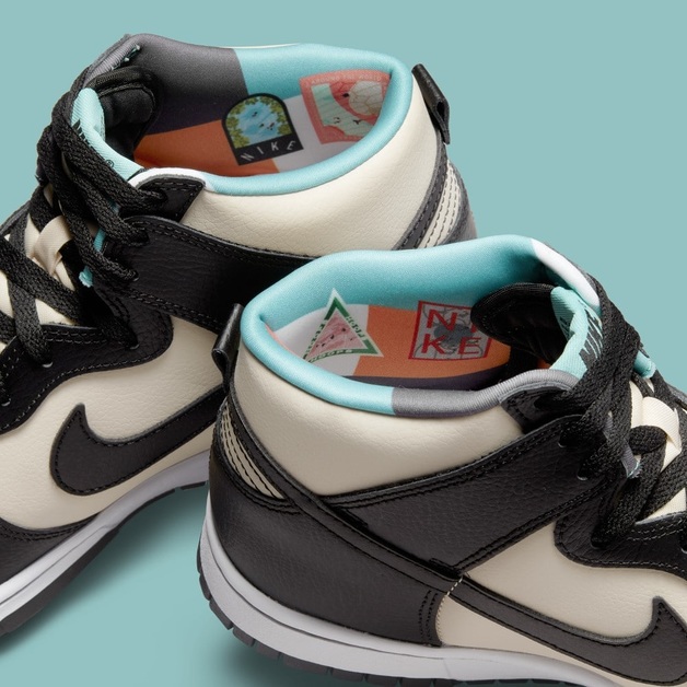 Nike Dunk High EMB Honours Basketball Courts with Colourful Prints Inside